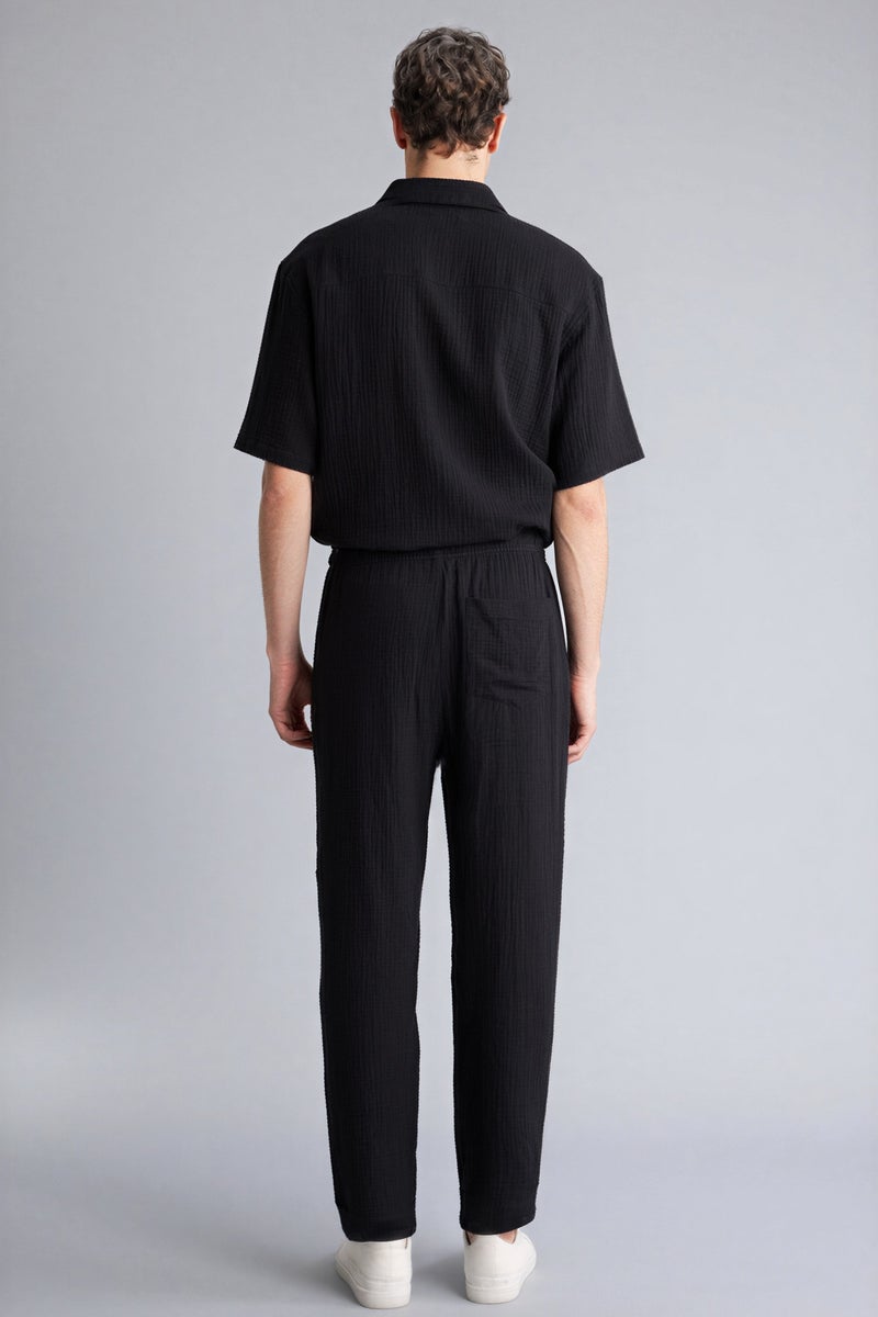 DeFacto Black Man Relax Fit Cotton Trousers Casual - Image 5